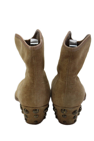 Marc Fisher LTD. Womens Studded Leather Pointed Toe Annkle Boots Beige Size 8.5M