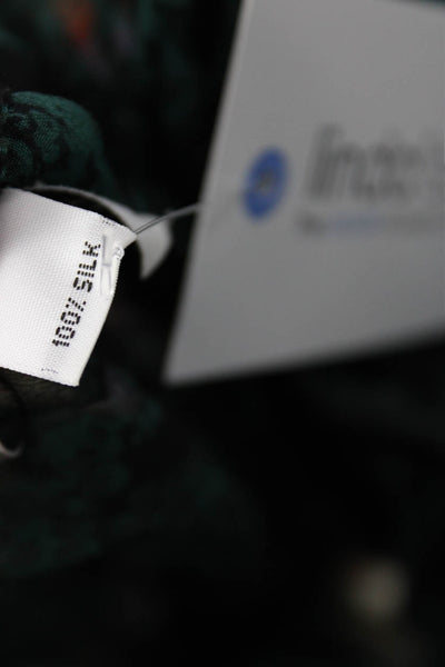 Kimberly Taylor Womens Long Sleeve Off Shoulder Silk Snake Print Top Green Small