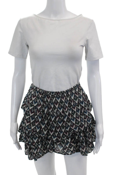 Etoile Isabel Marant Womens Cotton Elastic Waist Tiered Skirt Multi Size 02