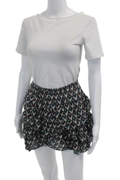 Etoile Isabel Marant Womens Cotton Elastic Waist Tiered Skirt Multi Size 02