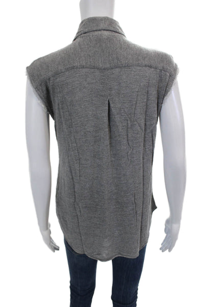 Elizabeth and James Womens Sleeveless Button Down Shirt Gray Size Extra Small