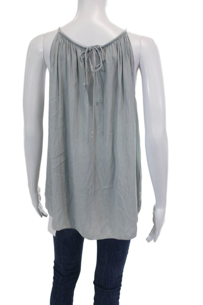 Ramy Brook Womens Crochet Ring Sleeveless Tank Top Light Blue Size Small