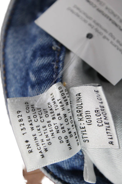 Grlfrnd Womens Distressed Slim Leg High Rise Karolina Jeans Blue Size 25