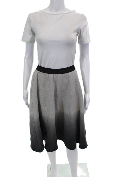 Maille Womens Pull On Knee Length A Line Skirt Gray Black Ombre Wool Size Small