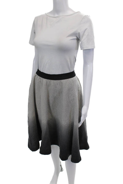 Maille Womens Pull On Knee Length A Line Skirt Gray Black Ombre Wool Size Small