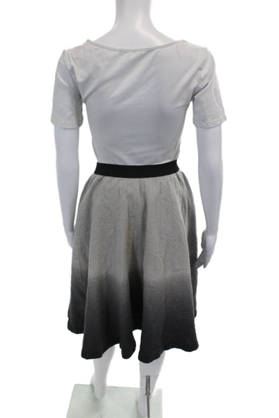 Maille Womens Pull On Knee Length A Line Skirt Gray Black Ombre Wool Size Small