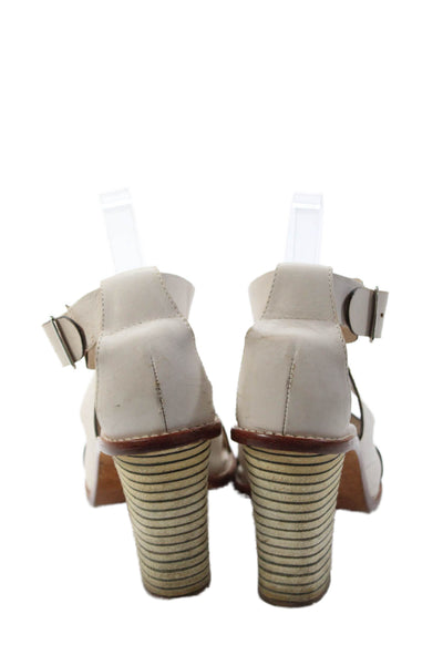 Loeffler Randall Womens Leather Cross Strap Sandal Heels White Size 8.5 B