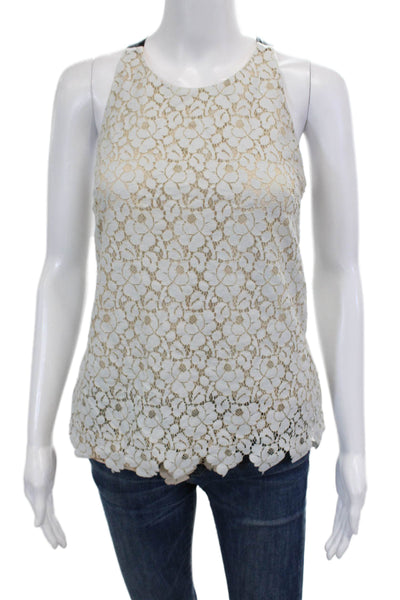 Massimo Dutti Womens Cotton Floral Sleeveless Tied Tank Top Blue Size S