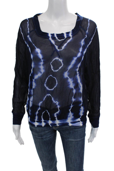 Young Fabulous & Broke Womens Tie-Dye Long Sleeve Blouse Blue Size XS
