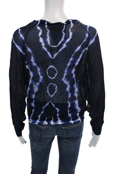 Young Fabulous & Broke Womens Tie-Dye Long Sleeve Blouse Blue Size XS