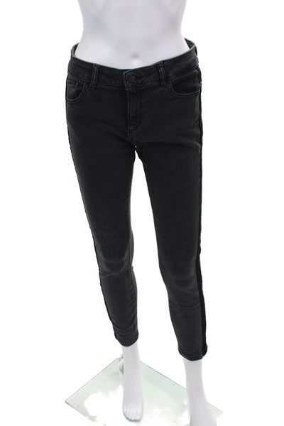 DL1961 Womens Cotton Mid-Rise Zippered Skinny Solid Jeans Black Size 26