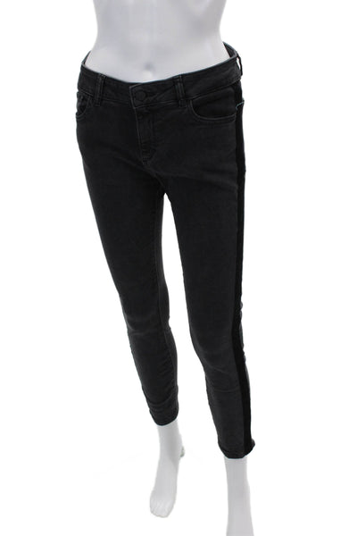 DL1961 Womens Cotton Mid-Rise Zippered Skinny Solid Jeans Black Size 26
