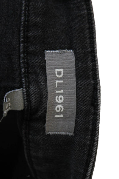 DL1961 Womens Cotton Mid-Rise Zippered Skinny Solid Jeans Black Size 26