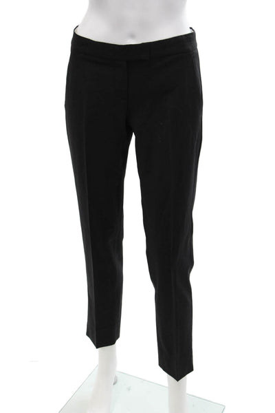 Theory Womens Ibbey Tailor Slim Leg Creased Dress Pants Black Wool Size 2