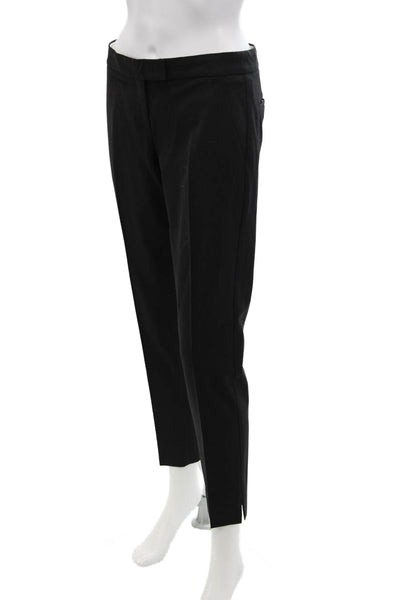 Theory Womens Ibbey Tailor Slim Leg Creased Dress Pants Black Wool Size 2