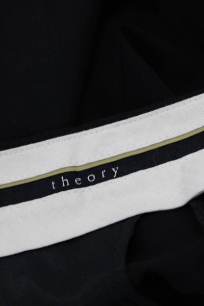 Theory Womens Ibbey Tailor Slim Leg Creased Dress Pants Black Wool Size 2