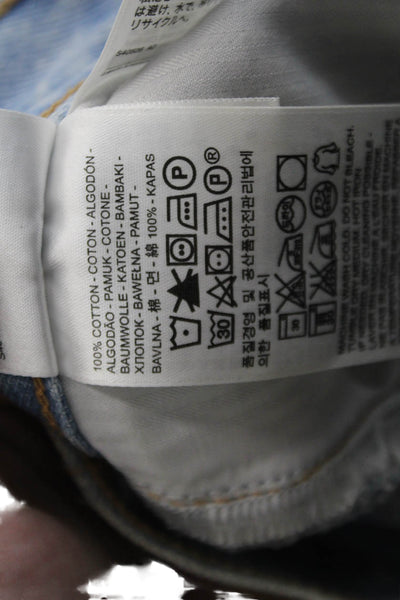 Levis Womens Button Fly High Rise Distressed Tapered Jeans Blue Denim Size 27