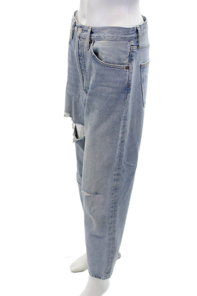 Agolde Womens Button Fly High Rise Medium Wash Distressed Jeans Blue Size 26