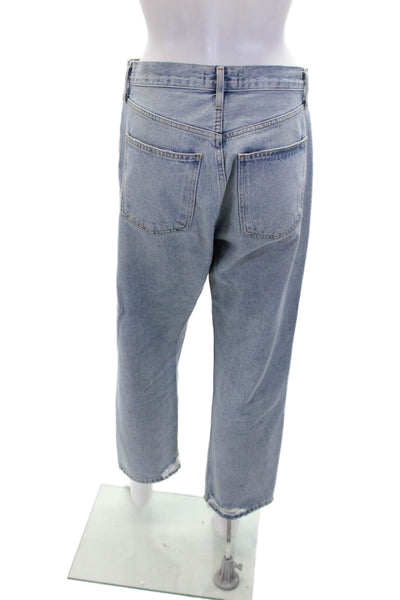 Agolde Womens Button Fly High Rise Medium Wash Distressed Jeans Blue Size 26