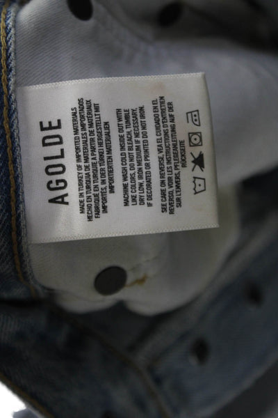 Agolde Womens Button Fly High Rise Medium Wash Distressed Jeans Blue Size 26
