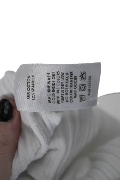 Cotton Citizen Womens Long Sleeve Front Zip Mock Neck Sweater White Size Medium