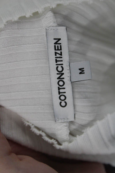 Cotton Citizen Womens Long Sleeve Front Zip Mock Neck Sweater White Size Medium