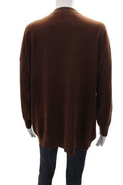 Zara Womens Button Front Long Sleeve V Neck Cardigan Sweater Brown Size Small