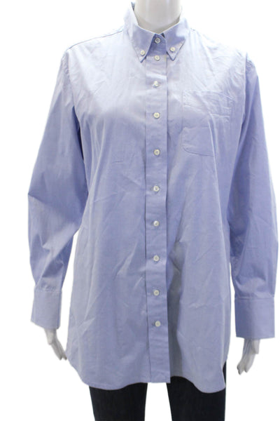Claridge + King Womens Button Front Long Sleeve Collared Shirt Blue Size Small