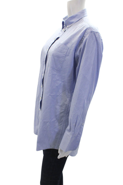 Claridge + King Womens Button Front Long Sleeve Collared Shirt Blue Size Small