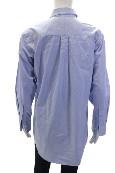 Claridge + King Womens Button Front Long Sleeve Collared Shirt Blue Size Small