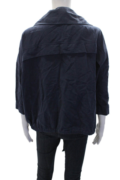J Brand Womens Cotton Long Sleeve Button Collar Blouse Navy Size XS
