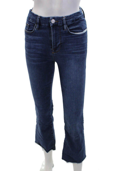 Frame Womens Cotton Button Zip Straight Leg Denim Jeans Blue Size 01