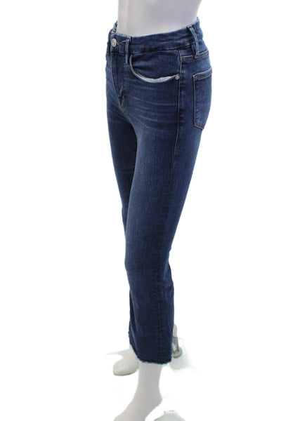 Frame Womens Cotton Button Zip Straight Leg Denim Jeans Blue Size 01