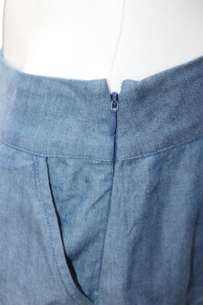 Carolina K Womens Wave Detail Medium Wash High-Rise Shorts Blue Size M