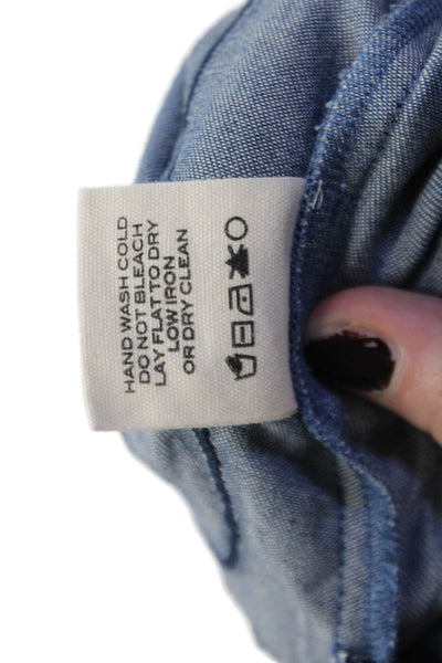 Carolina K Womens Wave Detail Medium Wash High-Rise Shorts Blue Size M