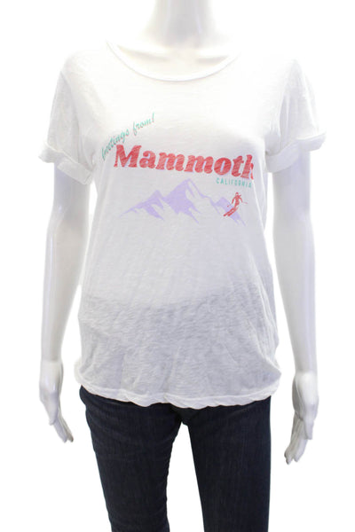 Sundry Womens Cotton Graphic Short Sleeve Basic T-Shirt White Size XS