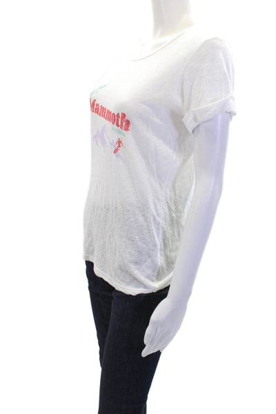 Sundry Womens Cotton Graphic Short Sleeve Basic T-Shirt White Size XS