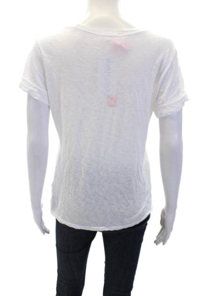 Sundry Womens Cotton Graphic Short Sleeve Basic T-Shirt White Size XS