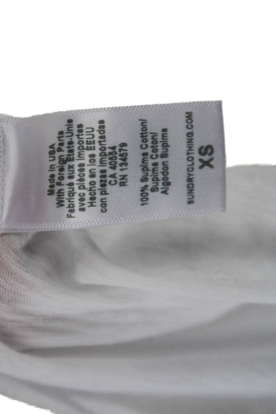 Sundry Womens Cotton Graphic Short Sleeve Basic T-Shirt White Size XS