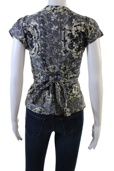 Twelfth Street by Cynthia Vincent Womens Cotton Eyelet Detail Blouse Gray Size S