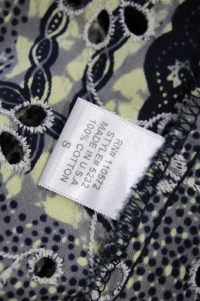 Twelfth Street by Cynthia Vincent Womens Cotton Eyelet Detail Blouse Gray Size S