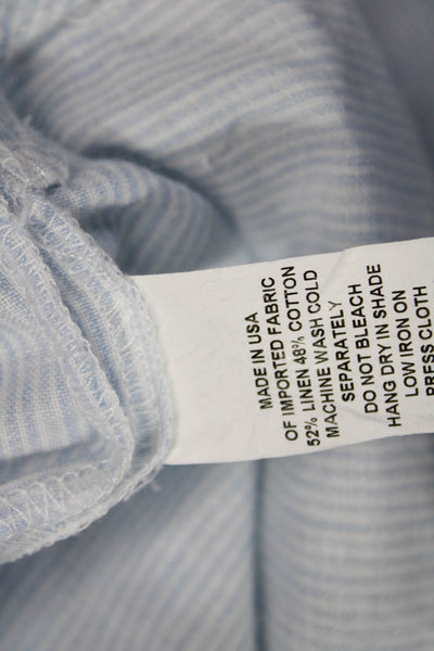 Drew Womens Cotton Striped Sleeveless Side Slit Tunic Blouse Blue Size XS