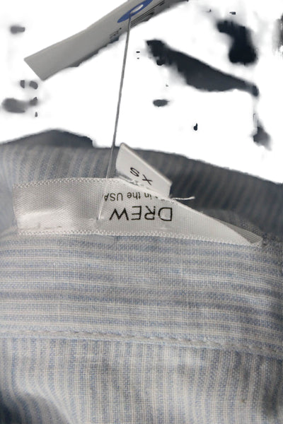 Drew Womens Cotton Striped Sleeveless Side Slit Tunic Blouse Blue Size XS