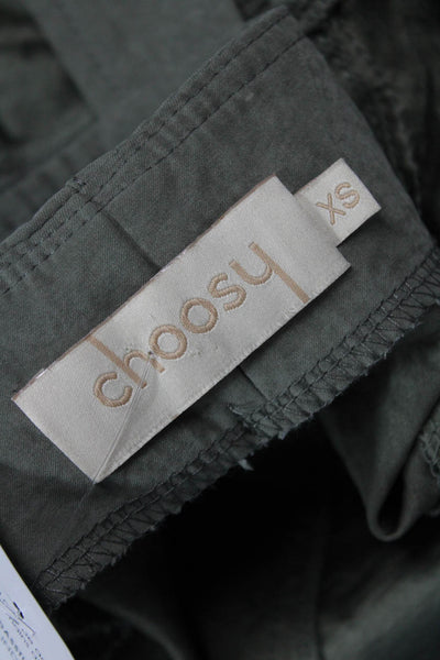 Choosy Womens Zippered Cargo Pocket Detail Jumpsuit Olive Green Size XS