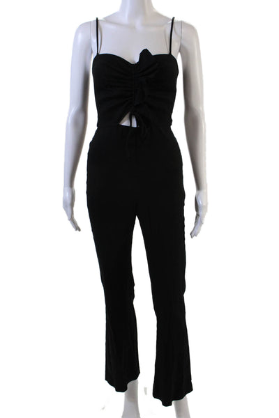 Bec & Bridge Womens Linen Rouched Detail Wide Legged Jumpsuit Black Size 2