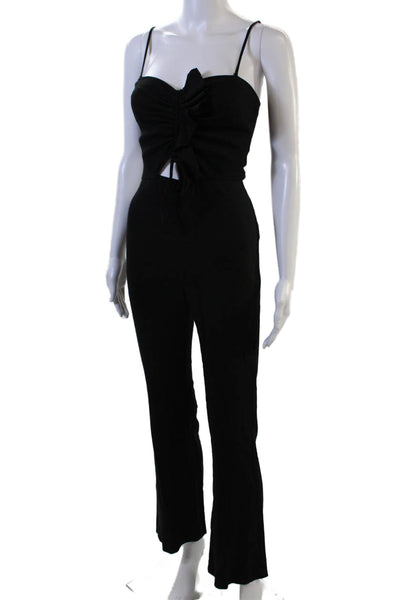 Bec & Bridge Womens Linen Rouched Detail Wide Legged Jumpsuit Black Size 2