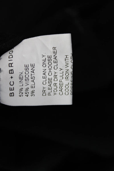 Bec & Bridge Womens Linen Rouched Detail Wide Legged Jumpsuit Black Size 2