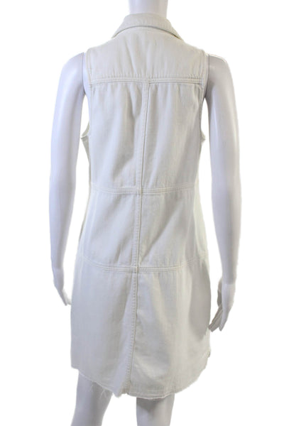 7 For All Mankind Womens Cotton Collared Distressed Detail Dress White Size XS