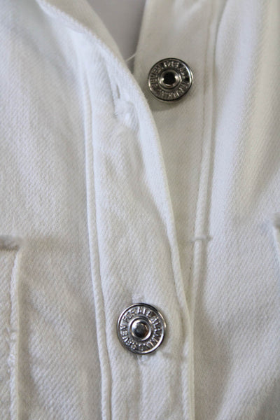 7 For All Mankind Womens Cotton Collared Distressed Detail Dress White Size XS
