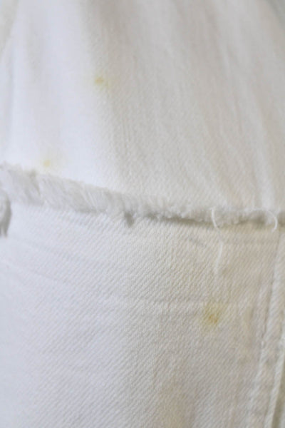 7 For All Mankind Womens Cotton Collared Distressed Detail Dress White Size XS